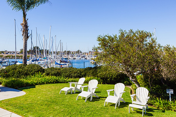 chairs on the lawn at the marina club